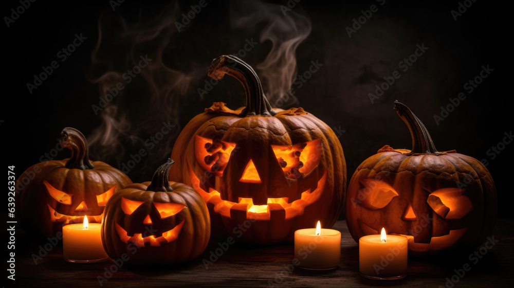 Scarry halloween Pumpkin on a spooky background