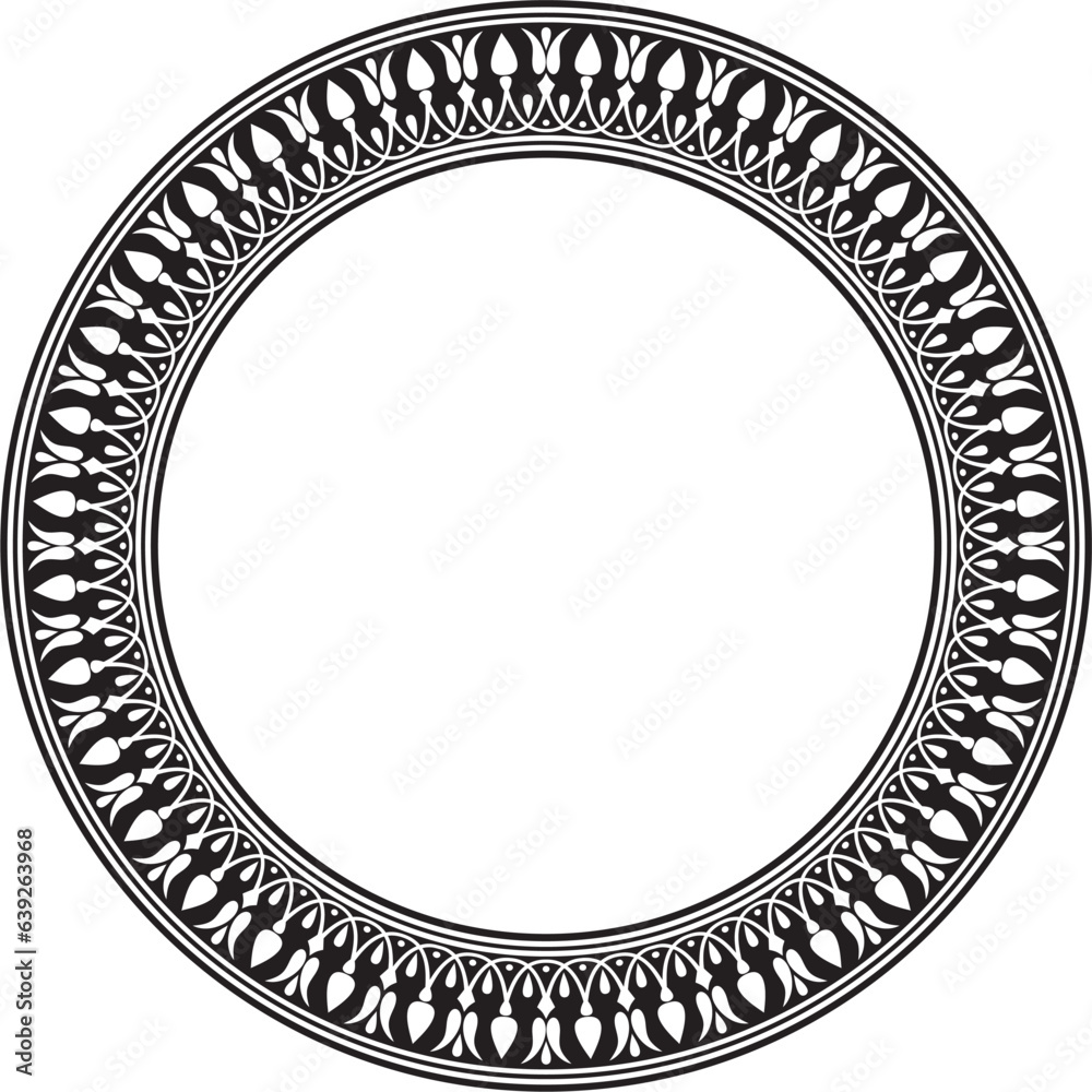 Vector black monochrome round classic greek meander ornament. Pattern, circle of Ancient Greece. Border, frame, ring of the Roman Empire.. Vector black monochrome round classic greek meander ornament. Pattern, circle of Ancient Greece. Border, frame, ring of the Roman Empire..