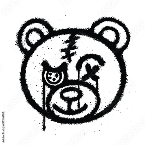 Graffiti spray paint Symbol teddy bear head Isolated Vector