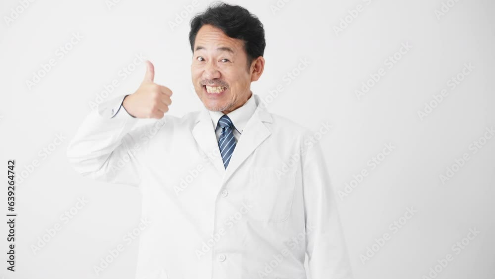 サムズアップをするミドル男性　医療イメージ	
