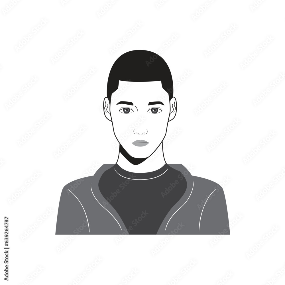 Male face avatar portraits vector illustration with a simple design in black and white style. You can use it for any project, and it's easy to edit color. Male face avatar portraits vector illustration with a simple design in black and white style. You can use it for any project, and it's easy to edit color.