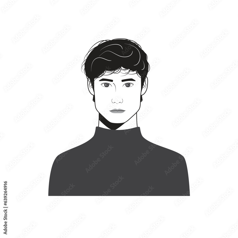 Male face avatar portraits vector illustration with a simple design in black and white style. You can use it for any project, and it's easy to edit color. Male face avatar portraits vector illustration with a simple design in black and white style. You can use it for any project, and it's easy to edit color.