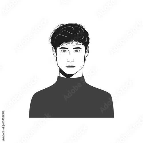 Male face avatar portraits vector illustration with a simple design in black and white style. You can use it for any project, and it's easy to edit color.