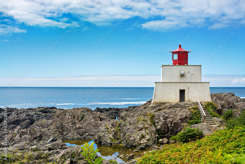 Scenery veiw of Lighthous on Vancouver island and Pacific ocean veiw