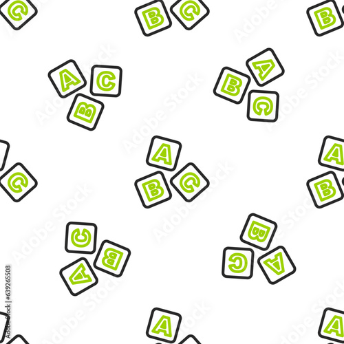 Line ABC blocks icon isolated seamless pattern on white background. Alphabet cubes with letters A,B,C. Vector © Vadim