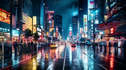 Busy street scene amidst vibrant city lights  © Halim Karya Art