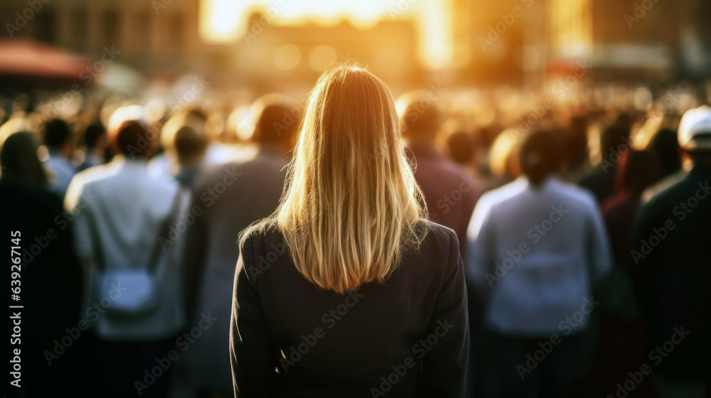 portrait of a woman, back of businesswoman with beautiful light and bokeh