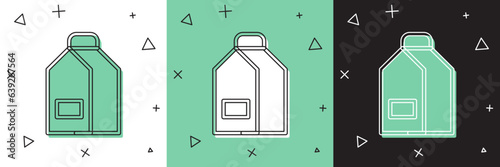 Set Paper package for milk icon isolated on white and green, black background. Milk packet sign. Vector