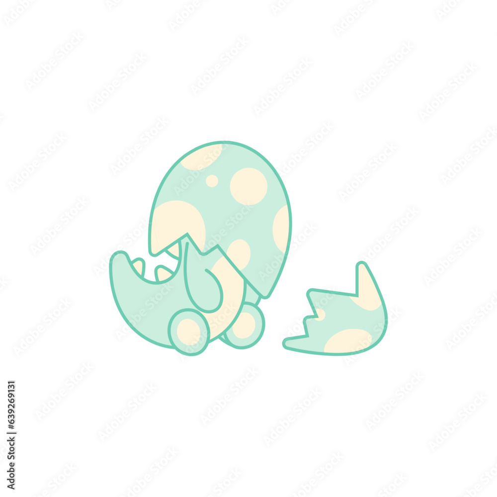 Dinosaur cute characters. Green t-rex with egg icon.