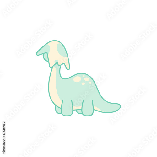 Dinosaur cute characters. Green brachiosaurus with egg icon.