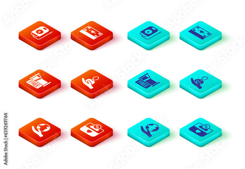 Set Hand holding Earth globe, Donation charity, Free overnight stay house, Caring for people, and Blood donation icon. Vector