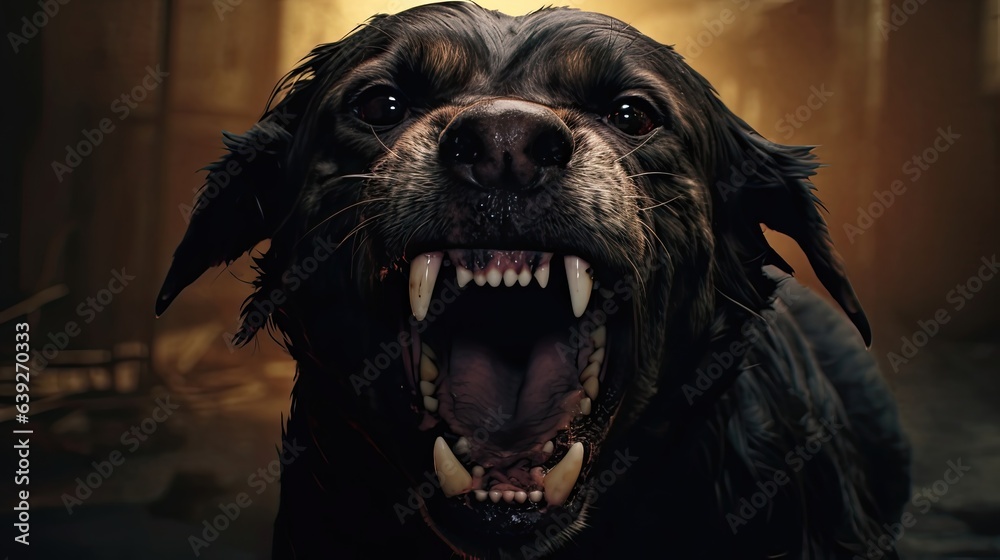 Obraz premium Fierce Dog Image. Explore the Intensity of an Angry Canine's Growl in Striking Detail