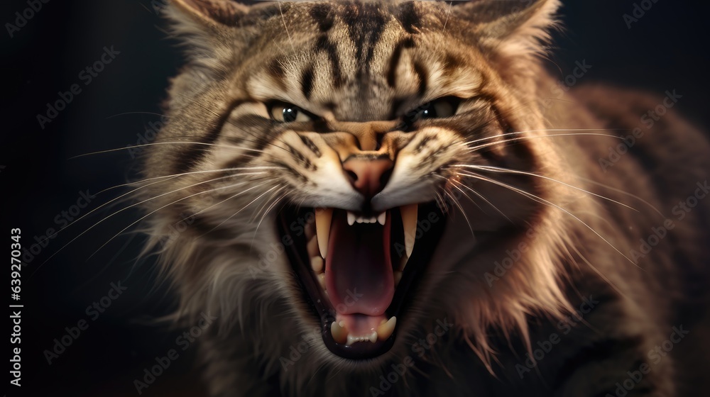 Ferocious Cat Image. Discover the Power of an Angry Feline's Roar in Stunning Detail