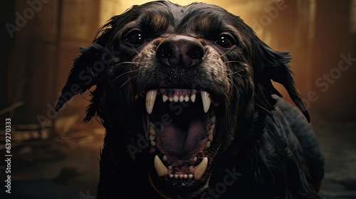 Fierce Dog Image. Explore the Intensity of an Angry Canine's Growl in Striking Detail