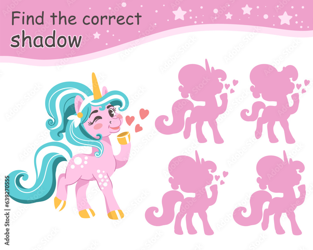 Find correct shadow unicorn sends a kiss vector Find correct shadow unicorn sends a kiss vector