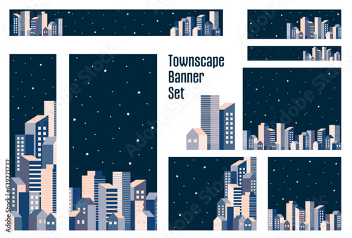 バナーセット_ビル群_夜空