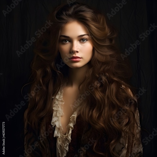 beautiful young girl with long hair, healthy hair concept, hair care, curls. Stylist and hairdressing concept