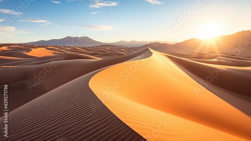 Sculpted desert dunes shifting beneath the golden sun