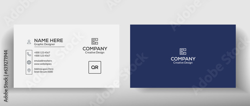 clean white and blue flat visiting card design template.