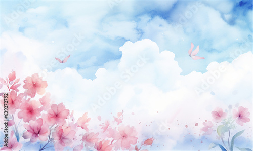 Floral watercolor background art  artistic Fusion of Flowers in Watercolor