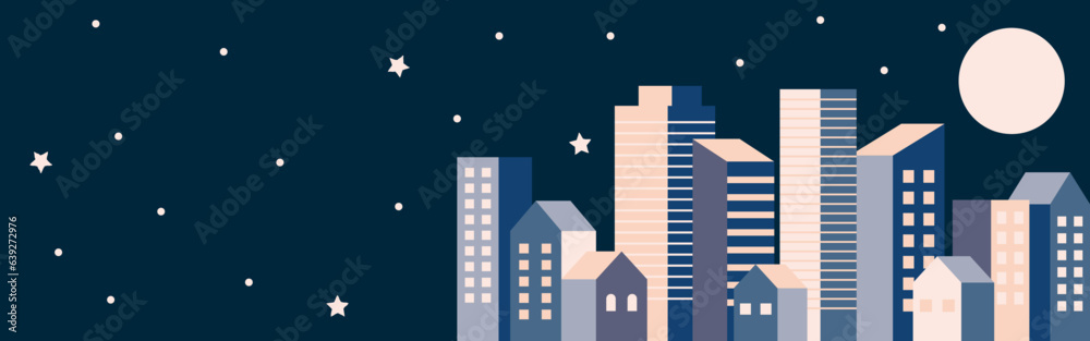 バナーセット_ビル群_夜空 バナーセット_ビル群_夜空