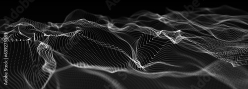 Abstract background with dynamic wave. Big data visualization. Technology background. 3D rendering.
