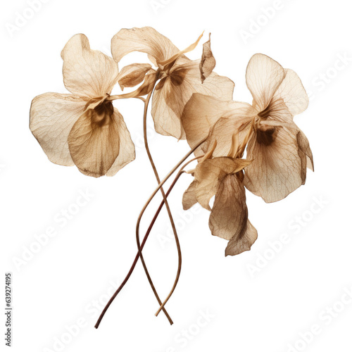 Honesty (Lunaria) dried flower isolated on transparent background. Generative AI