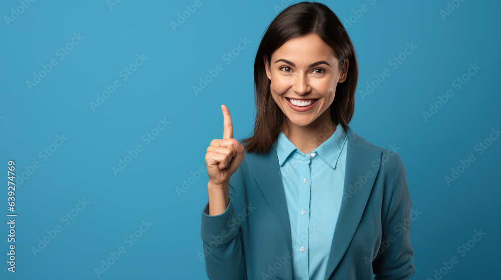 Young woman wearing casual clothes pointing with hand and finger to the side looking at the camera.