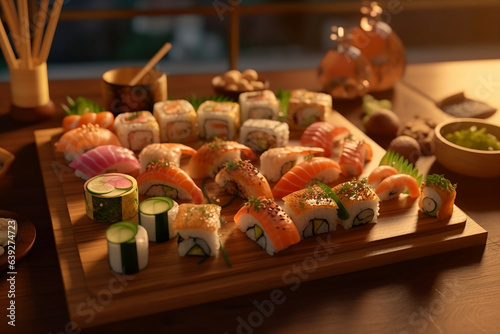 sushi with salmon. 
