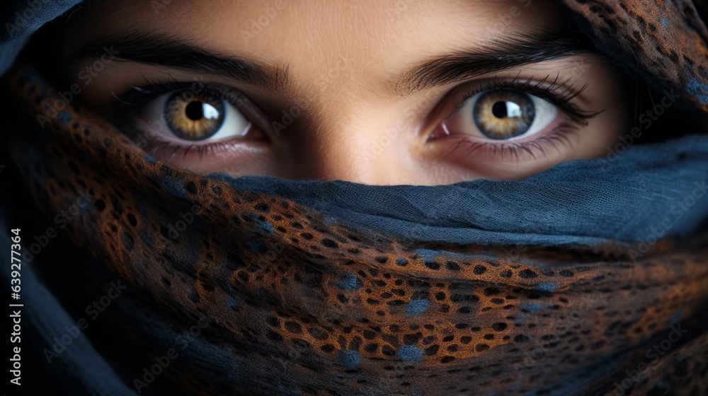 Eyes of a girl in a burqa, close-up