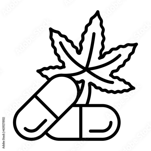 CBD-rich tablets and Pills vector outline design, hallucinogen and stimulant symbol, thca and cbda sign, psychoactive nature drug stock illustration, Phytocannabinoid Medicine concept