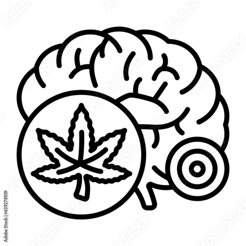 altered state of consciousness vector outline design, hallucinogen and stimulant symbol, thca and cbda sign, psychoactive nature drug stock illustration, psychoactive and therapeutic effects of Hemp photo