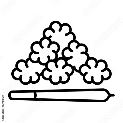 Hash Acapulco Gold vaporizer vector outline design, hallucinogen and stimulant symbol, thca and cbda sign, psychoactive nature drug stock illustration, smoking marijuana 420 concept
