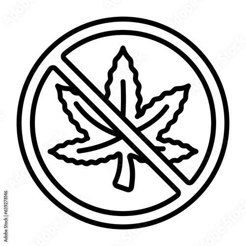 Smoking Edibles Hemp Weed not allowed vector outline design, hallucinogen and stimulant symbol, thca and cbda sign, psychoactive nature drug stock illustration, Hash Banned Area concept