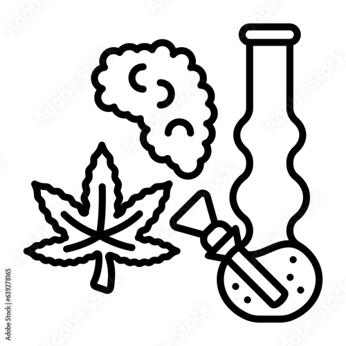 Spherical Pocket Bubbler vector outline design, hallucinogen and stimulant symbol, thca and cbda sign, psychoactive nature drug stock illustration, portable water pipe for hash smoking concept