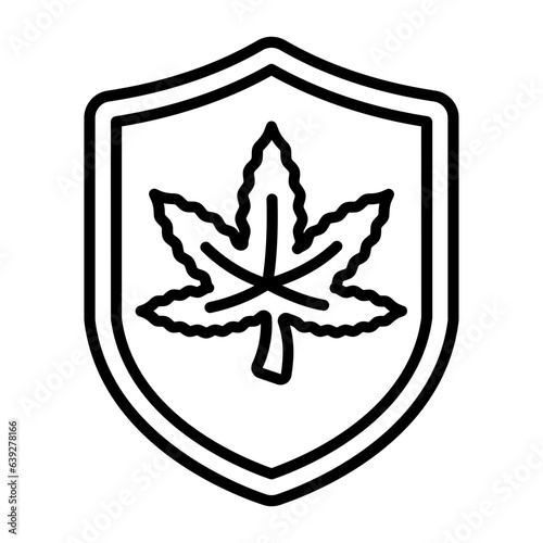 Cannabis Insurance for Dispensaries and Cultivators concept vector outline design, hallucinogen and stimulant symbol, thca and cbda sign, psychoactive nature drug stock illustration