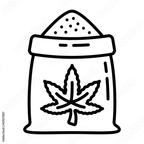 Water repelling mixture vector outline design, hallucinogen and stimulant symbol, thca and cbda sign, psychoactive nature drug stock illustration, Hemp water-soluble powder form concept
