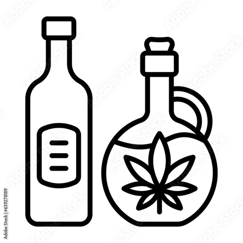 Cook and bake with CBD vector outline design, hallucinogen and stimulant symbol, thca and cbda sign, psychoactive nature drug stock illustration, Hemp Raw Tincture Jar with Hash Water concept