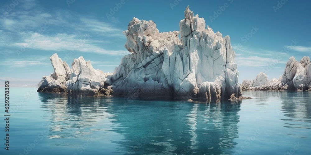 White Rocks In a Blue Sea - obrazy, fototapety, plakaty 