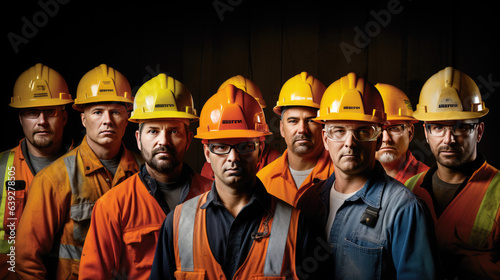 Group of construction workers in uniform