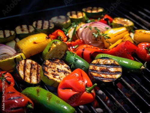 Mixed Vegetables on a grill, close-up shot