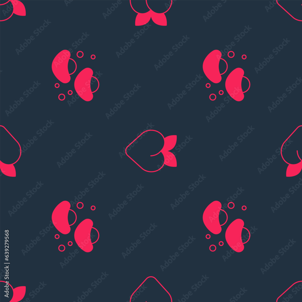 Set Chinese fortune cookie and Peach fruit nectarine on seamless pattern. Vector
