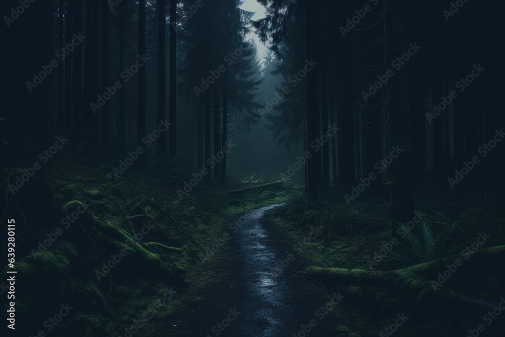 Naklejka premium Rainforest's natural scene, Picturesque landscape photography. Generative AI