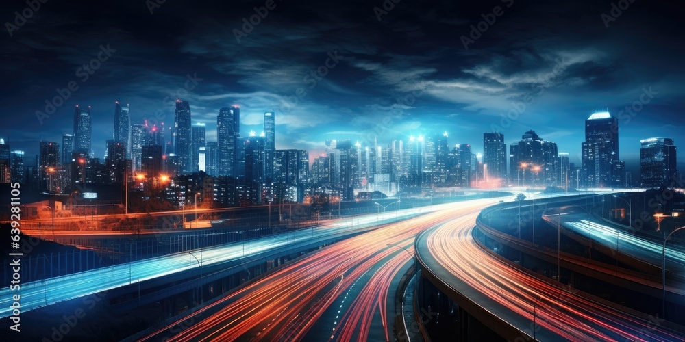 Fototapeta premium timelapse of a busy highway by night. 