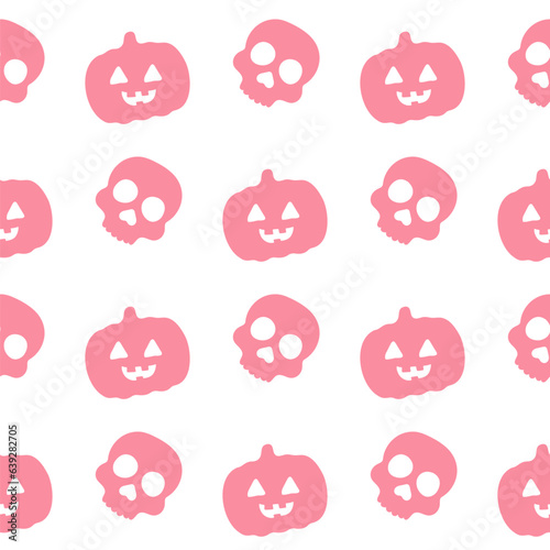 Pink Halloween pattern seamless silhouette pumpkin and skull