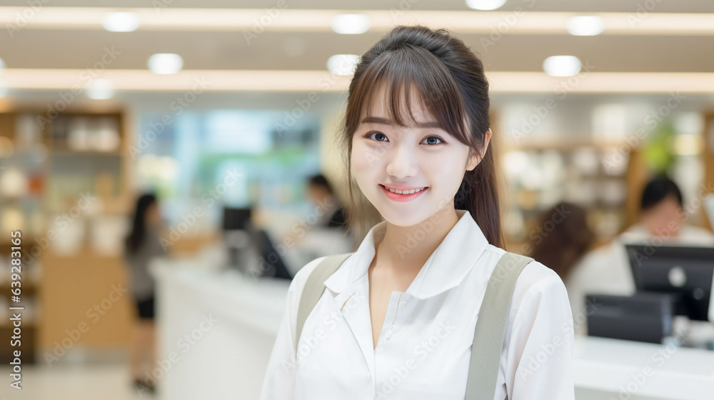 オフィスにいる笑顔の女性スタッフ オフィスにいる笑顔の女性スタッフ