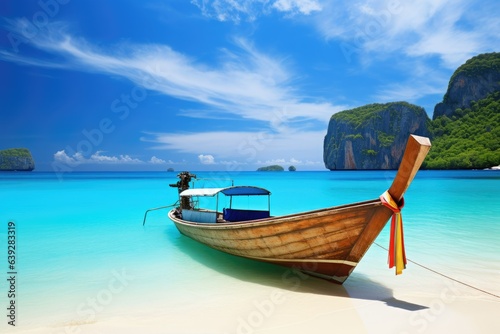 Long-tail Boat on Secluded Shore