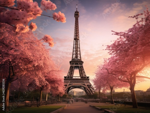Eiffel Amidst Cherry Blossoms © mogamju