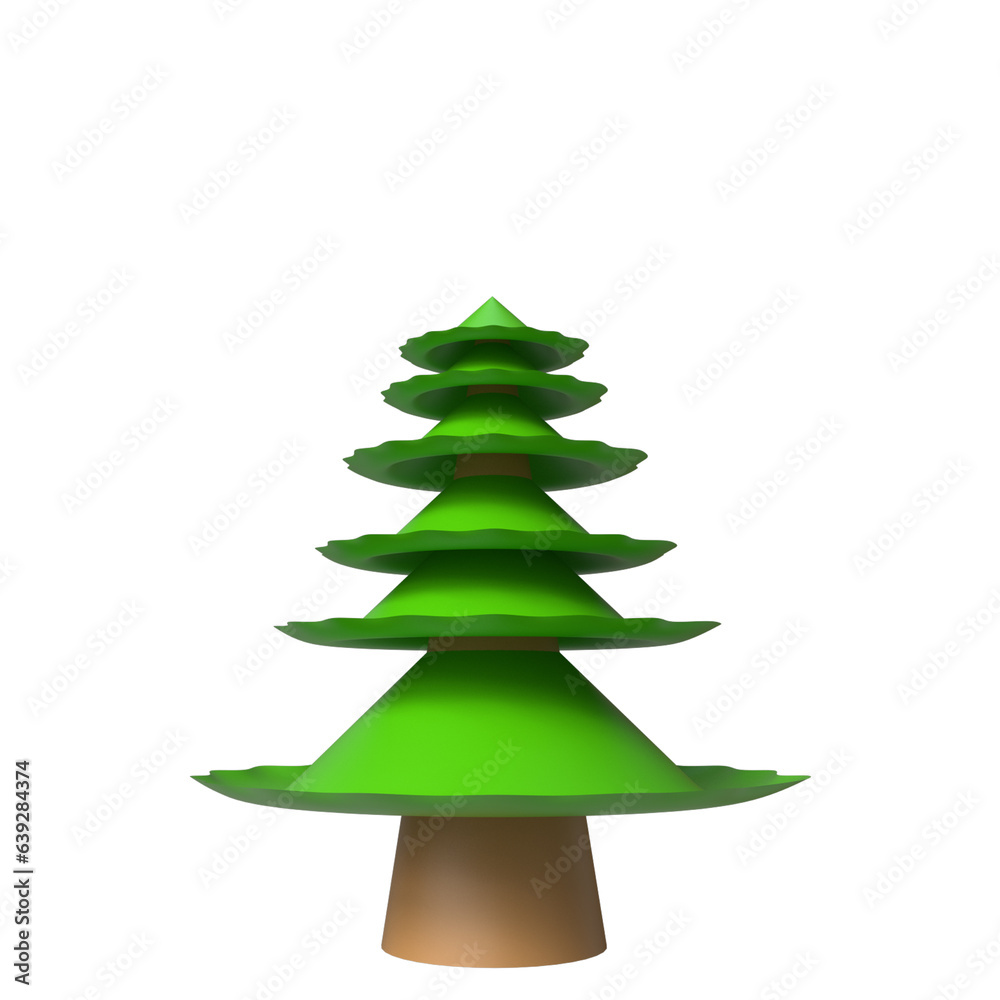 3d Christmas tree with golden star rendering 3d Christmas tree with golden star rendering