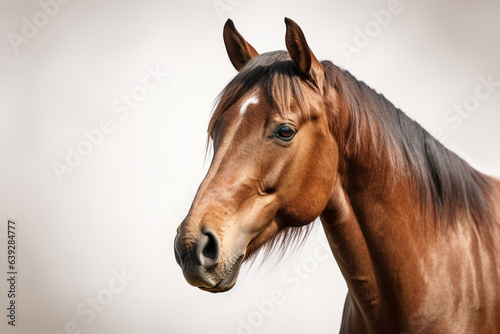 Cavalo marrom no fundo cinza claro - Papel de parede  photo